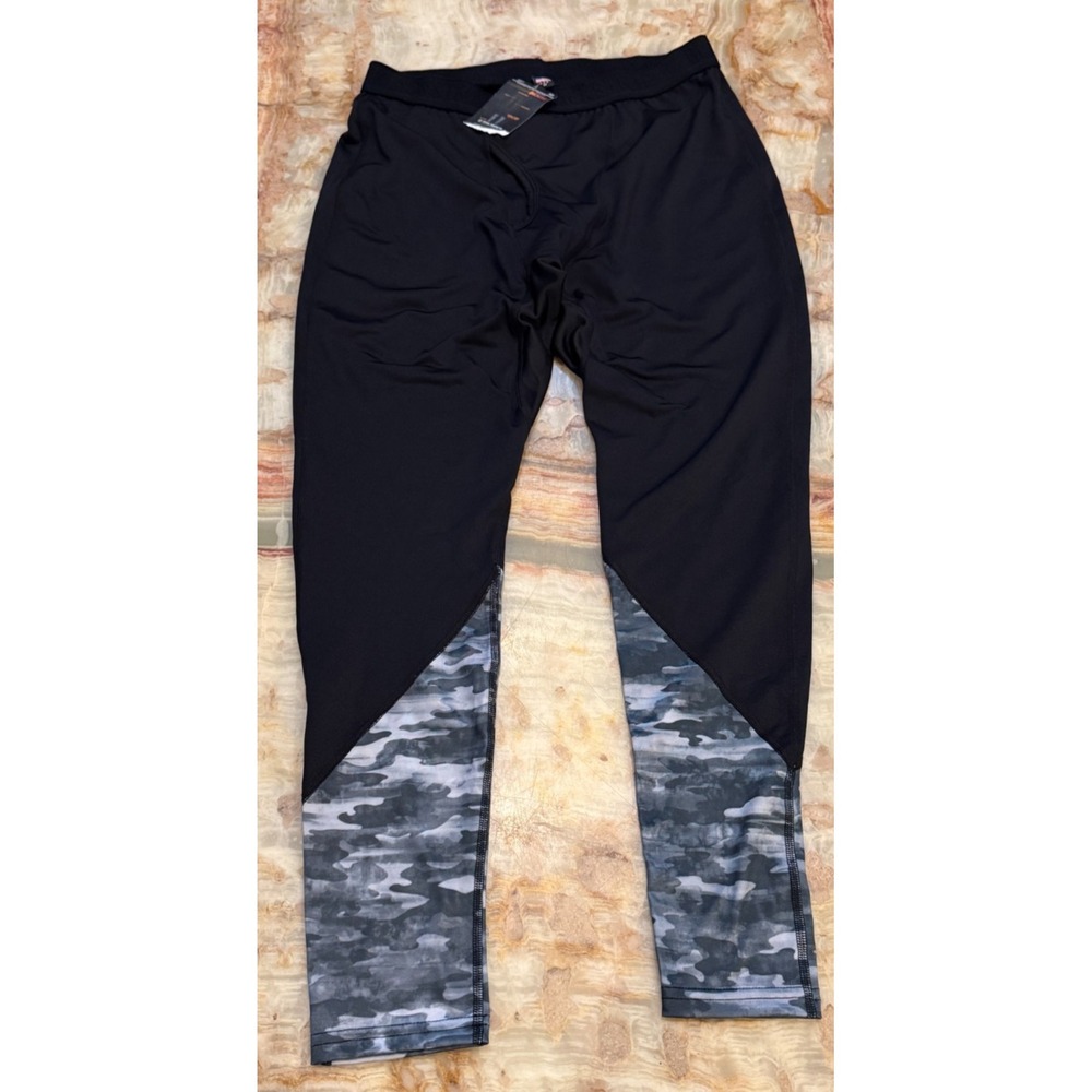 Blackstrap Mens Tri-Panel Mesh Capri Pants Leggings Black & Gray Camo Athletic M